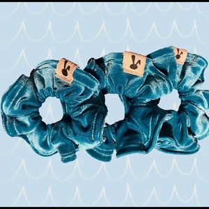 SMALL Aqua velvet scrunchies